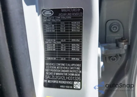 2020 Land Rover Range Rover Evoque R-Dynamic Se z USA, uszkodzony, nr VIN SALZL2GX2LH031326